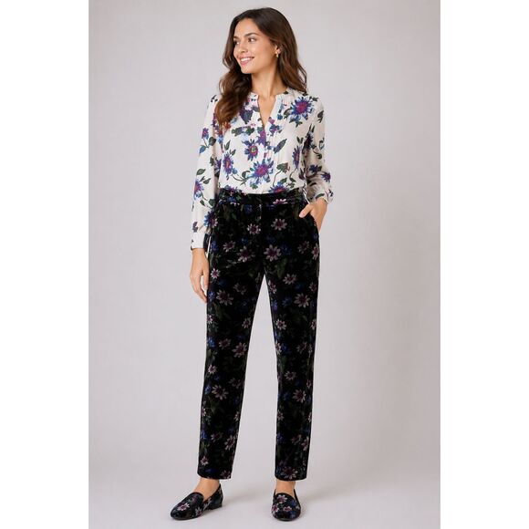 Hobbs Pants - Silk Blend Hobbs Palace Collection Passion Flower Trouser Pants 8